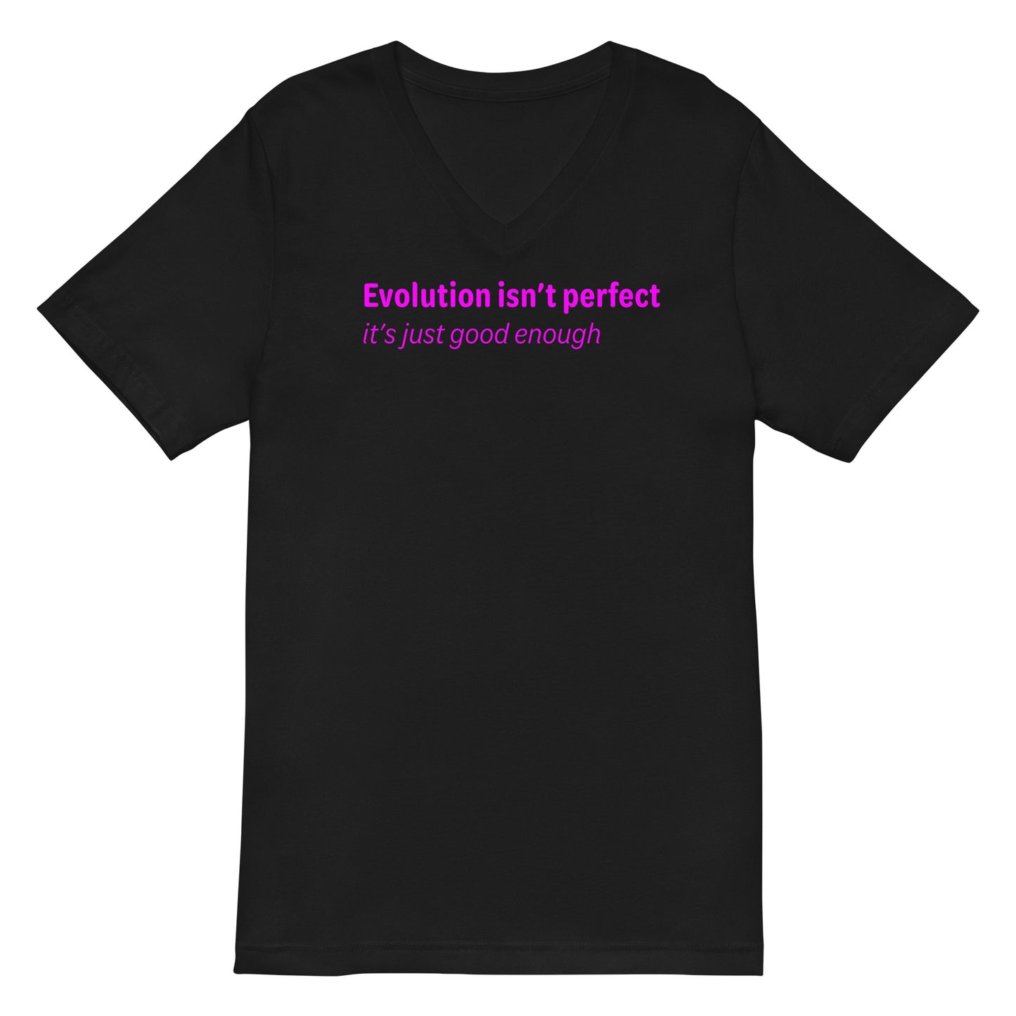 Evolution isn't perfect - Magenta Text - Mens V-Neck T-Shirt