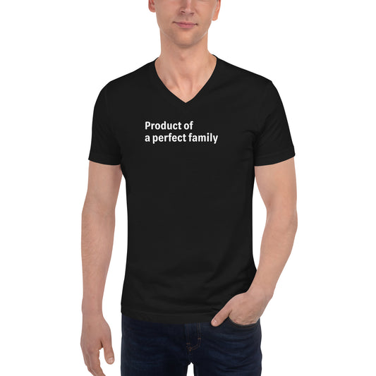 Product of - White Text - Mens  V-Neck T-Shirt