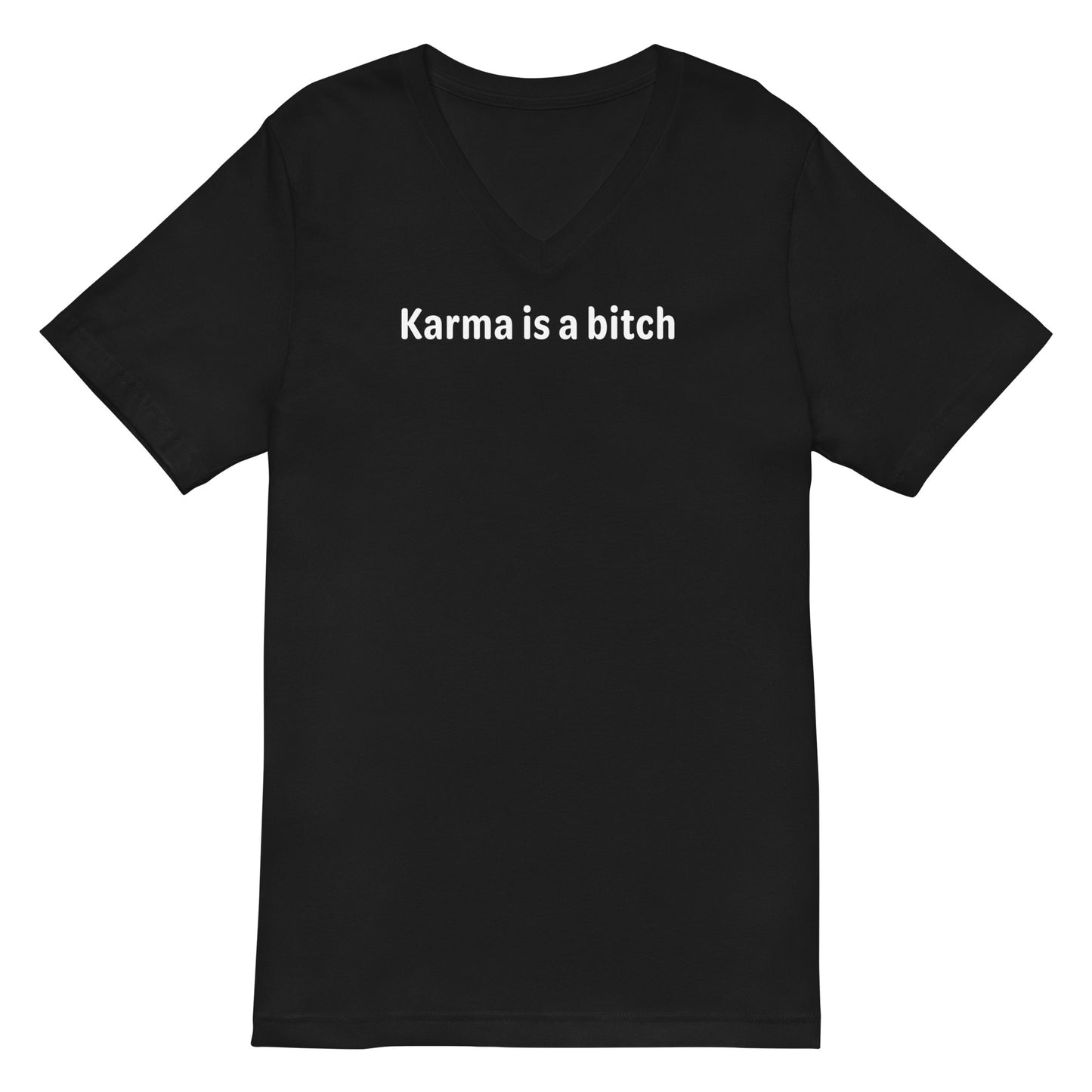 Karma is a bitch - White Text - Mens V-Neck T-Shirt