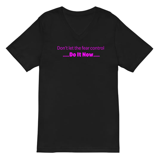 Fear - Magenta Text - Mens V-Neck T-Shirt