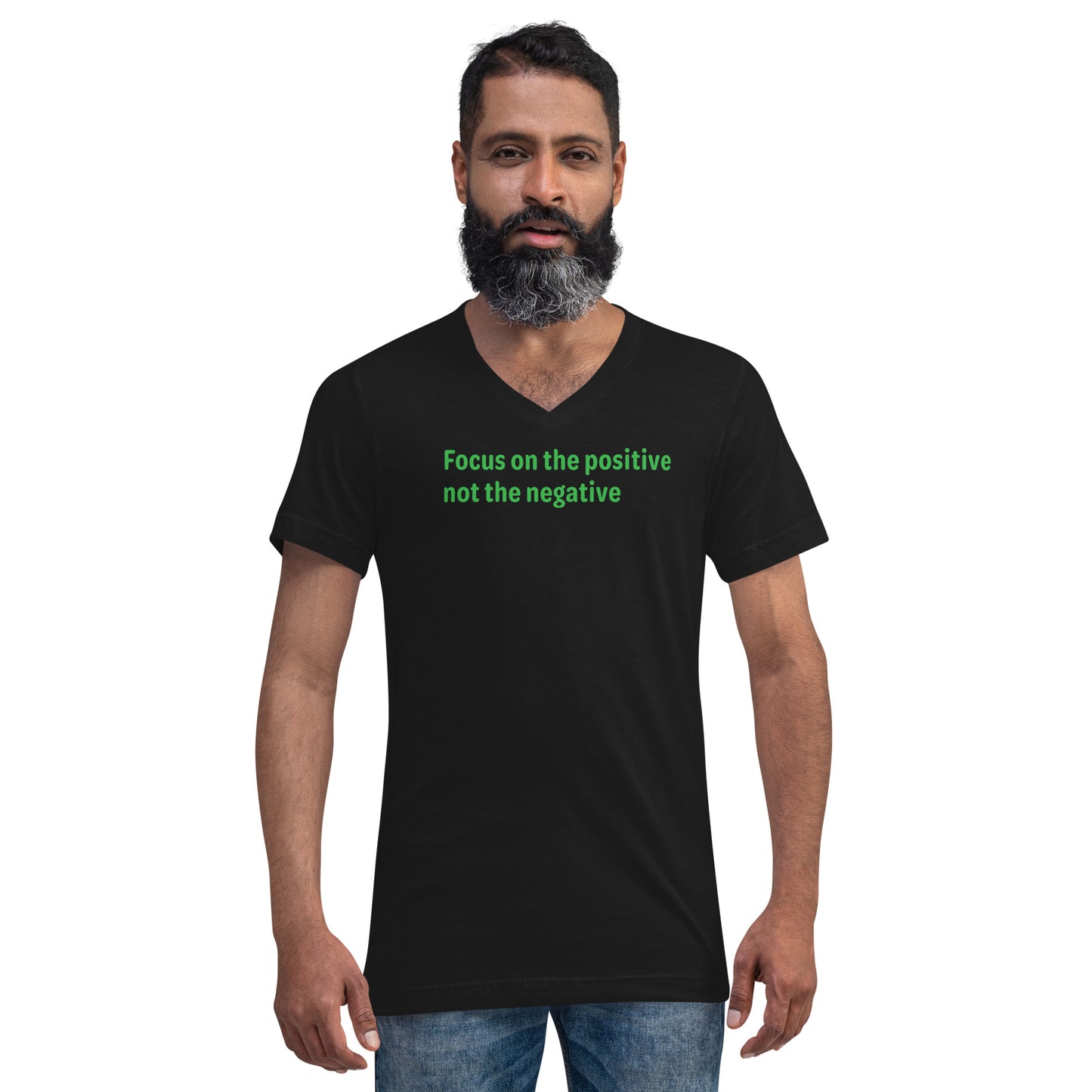 Positive Focus - Green Text - Mens V-Neck T-Shirt