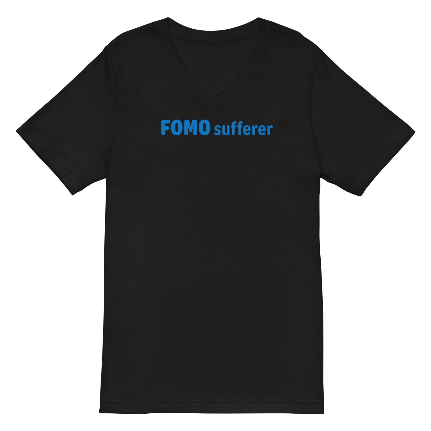 FOMO sufferer - Blue Text - Mens V-Neck T-Shirt