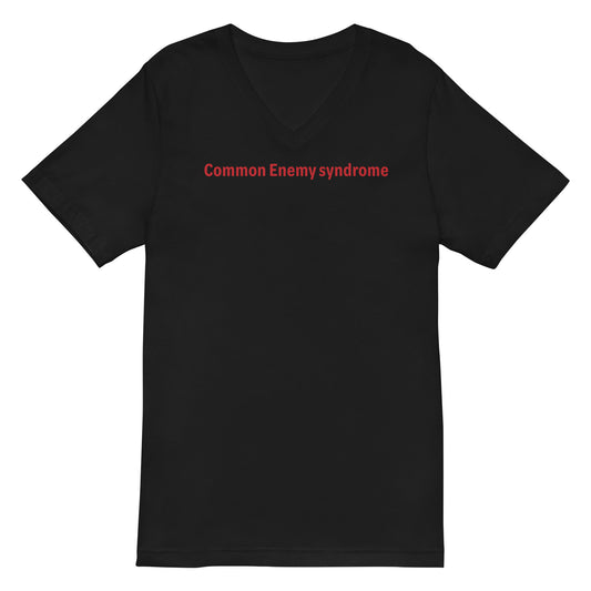 Common Enemy Syndrome - Red Text - Mens V-Neck T-Shirt