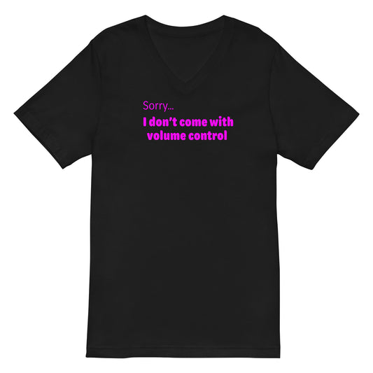 Volume Control - Magenta Text - Mens V-Neck T-Shirt