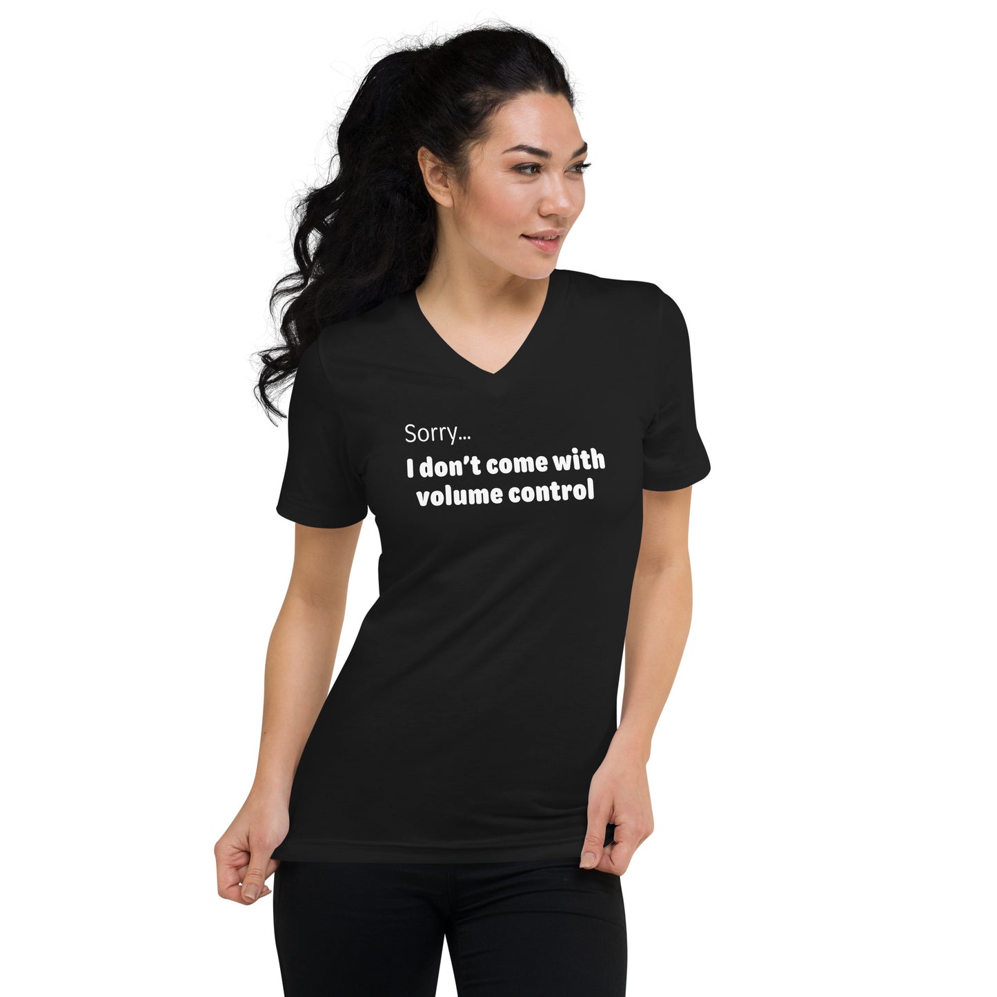 Volume control - White text - Womens V-Neck T-Shirt