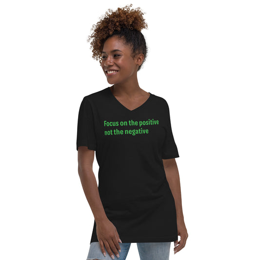 Positive Focus - Green text - Womens V-Neck T-Shirt