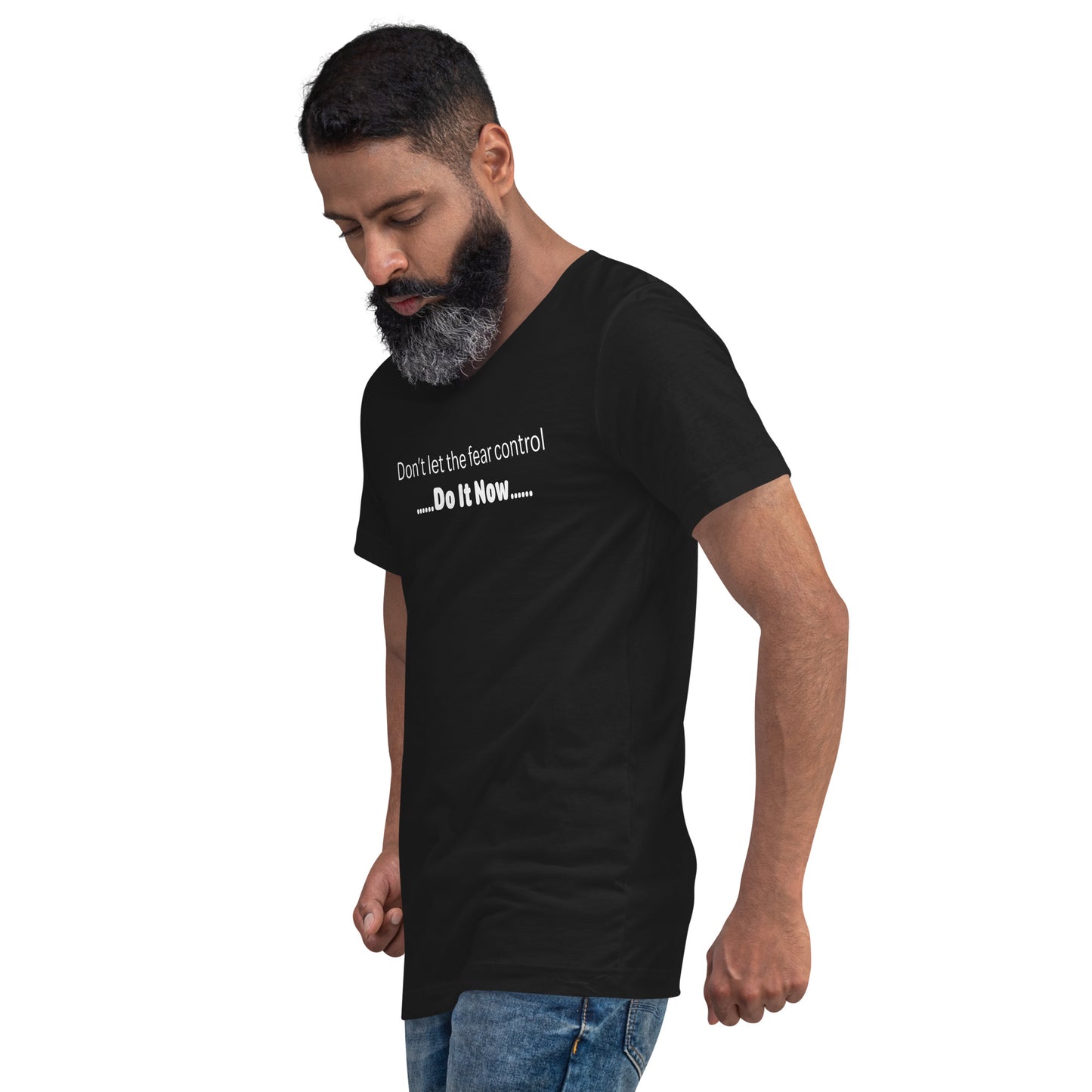 Fear - White Text - Mens V-Neck T-Shirt