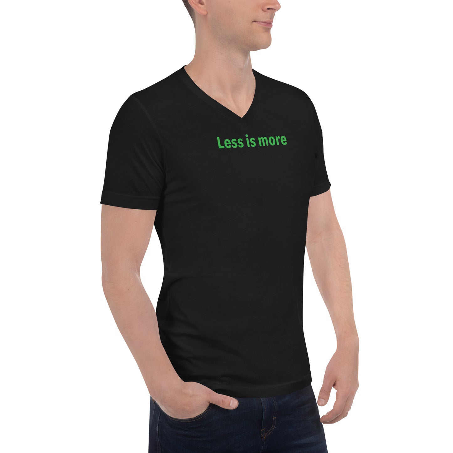 Less is more - Green Text - Mens V-Neck T-Shirt