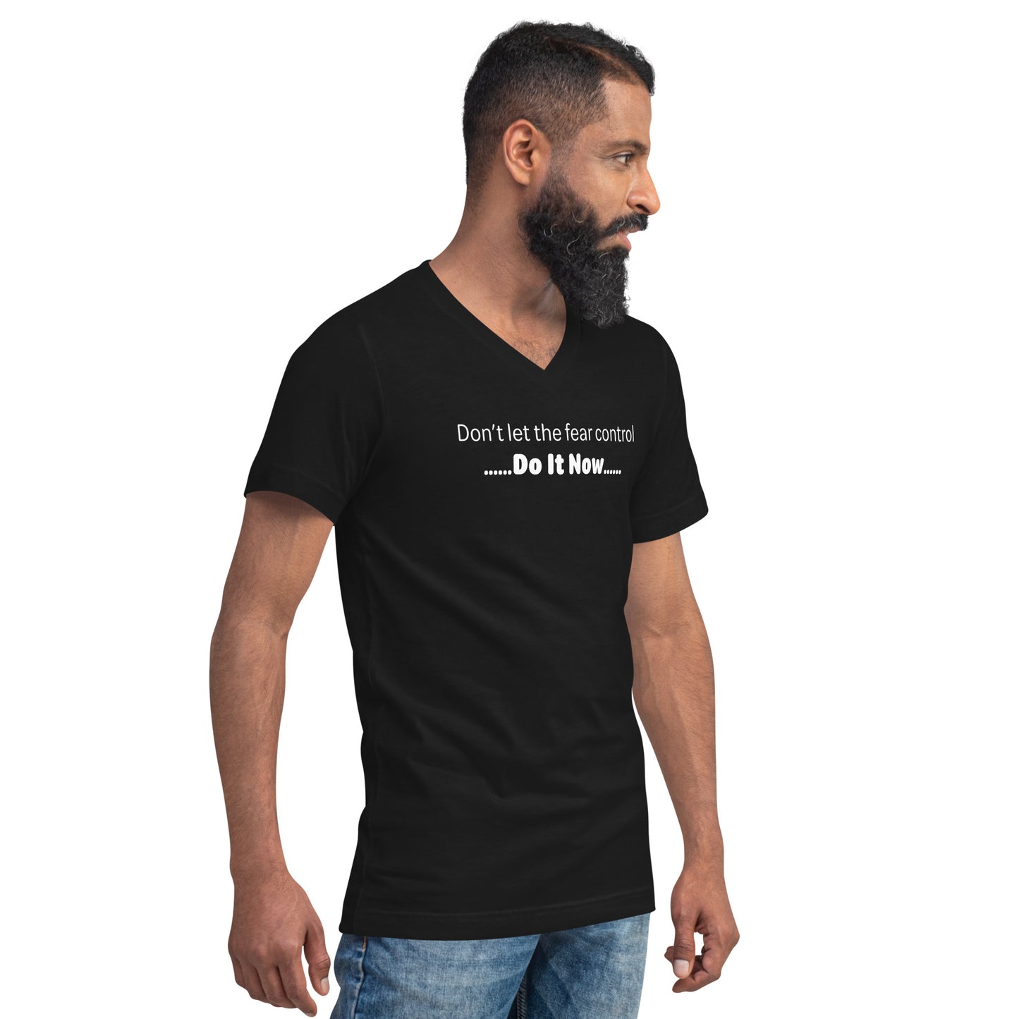 Fear - White Text - Mens V-Neck T-Shirt