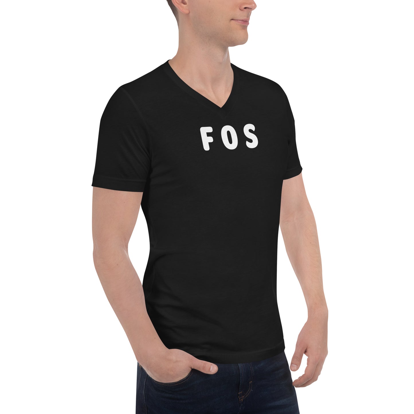 FOS - White Text - Mens V-Neck T-Shirt