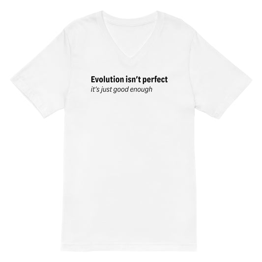 Evolution isn't perfect - Black Text - Mens V-Neck T-Shirt