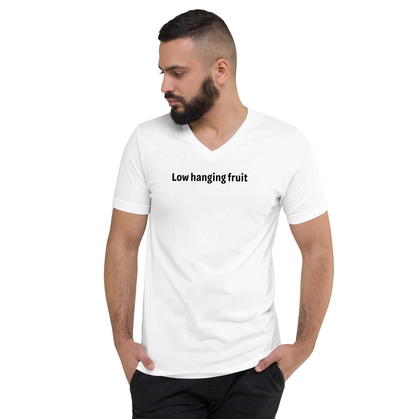 Low Hanging Fruit - Black Text - Mens V-Neck T-Shirt