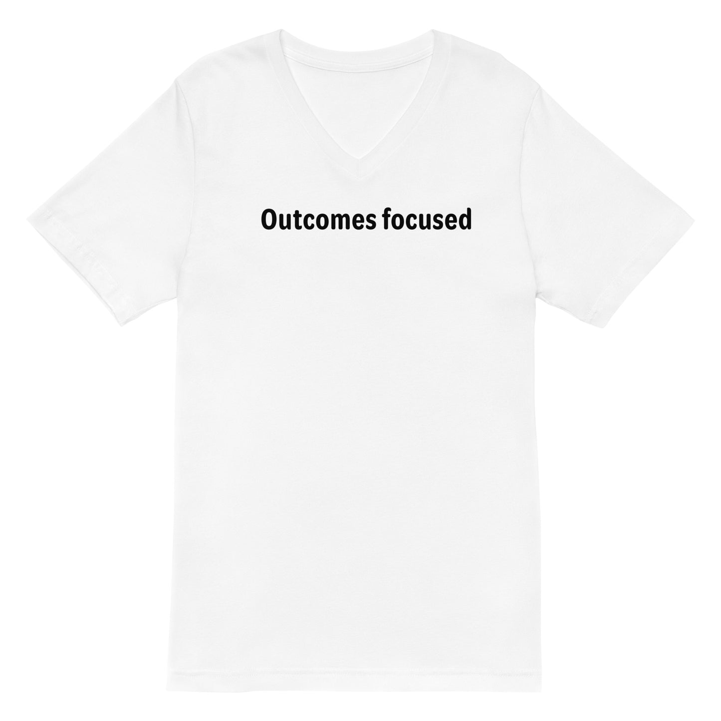 Outcomes focused - Black Text - Mens V-Neck T-Shirt