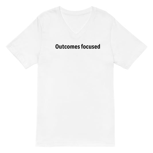 Outcomes focused - Black Text - Mens V-Neck T-Shirt