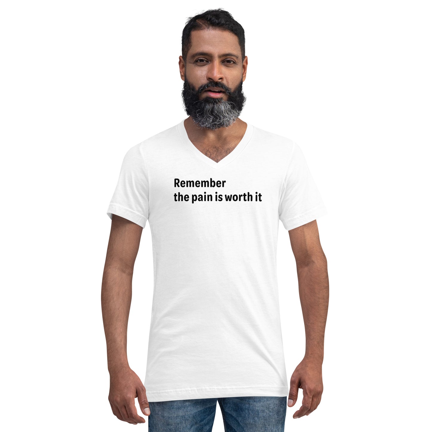 Pain is worth it - Black Text - Mens V-Neck T-Shirt