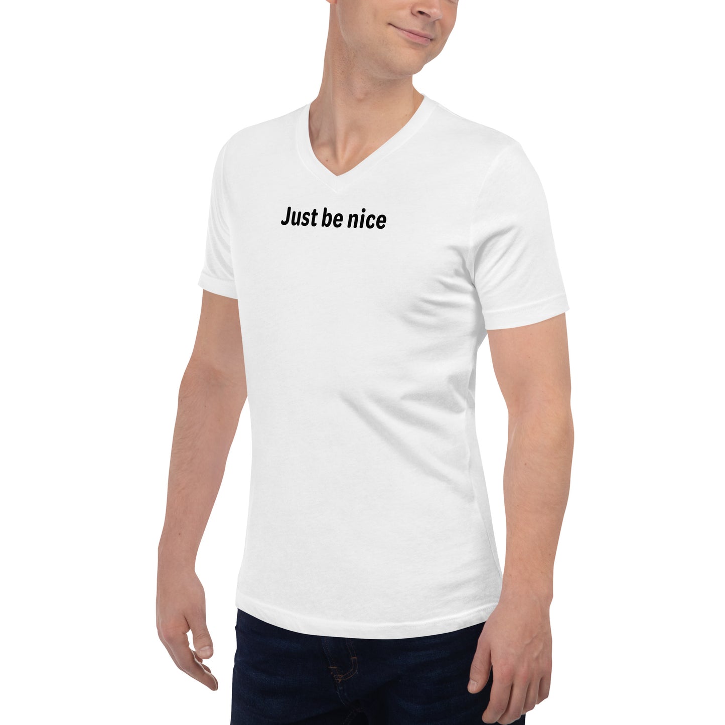 Just be nice - Black Text - Mens V-Neck T-Shirt