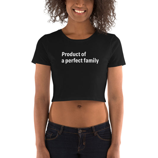 Product of - White Text - Womens Crop Tee