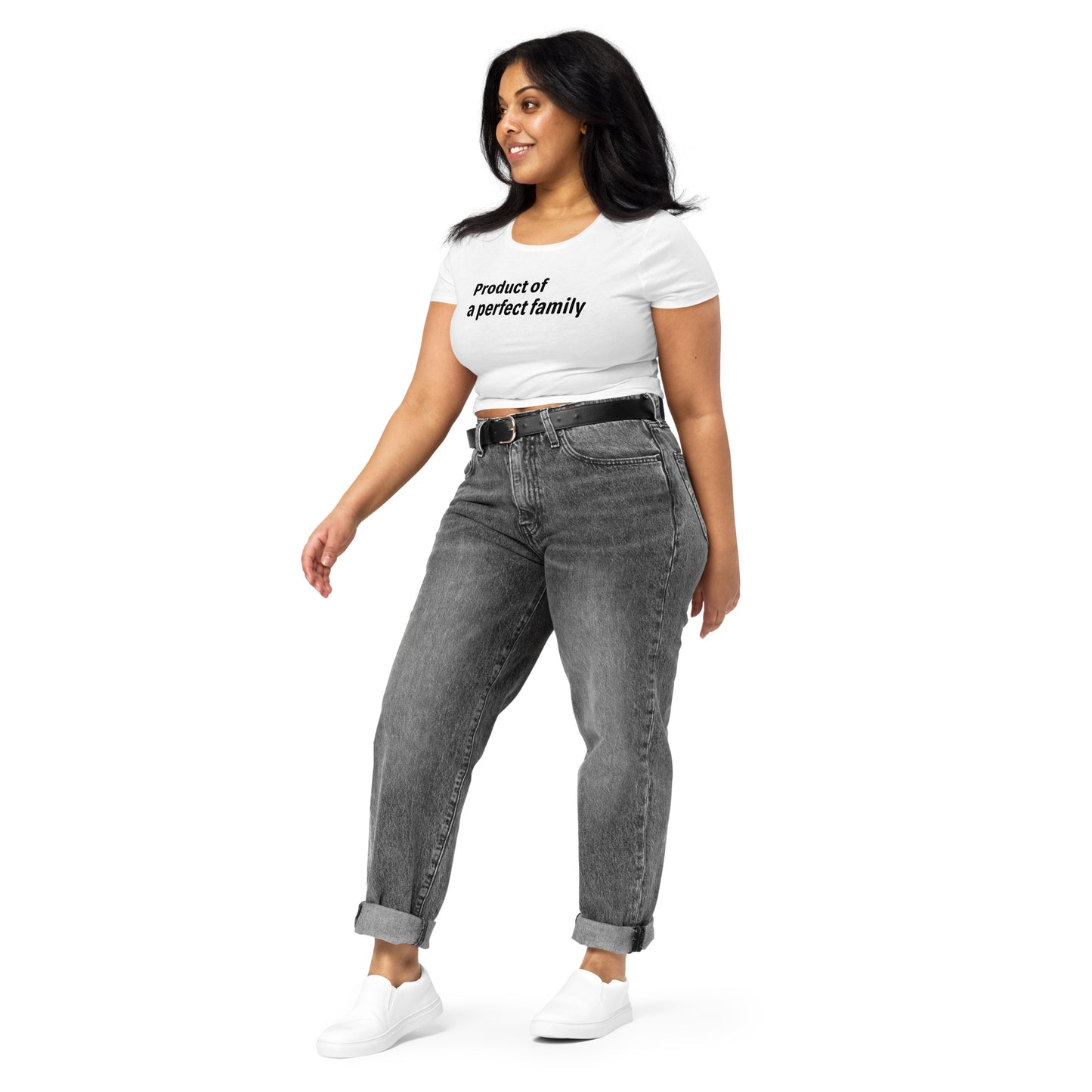 Product of - Black Text - Womens Crop Tee