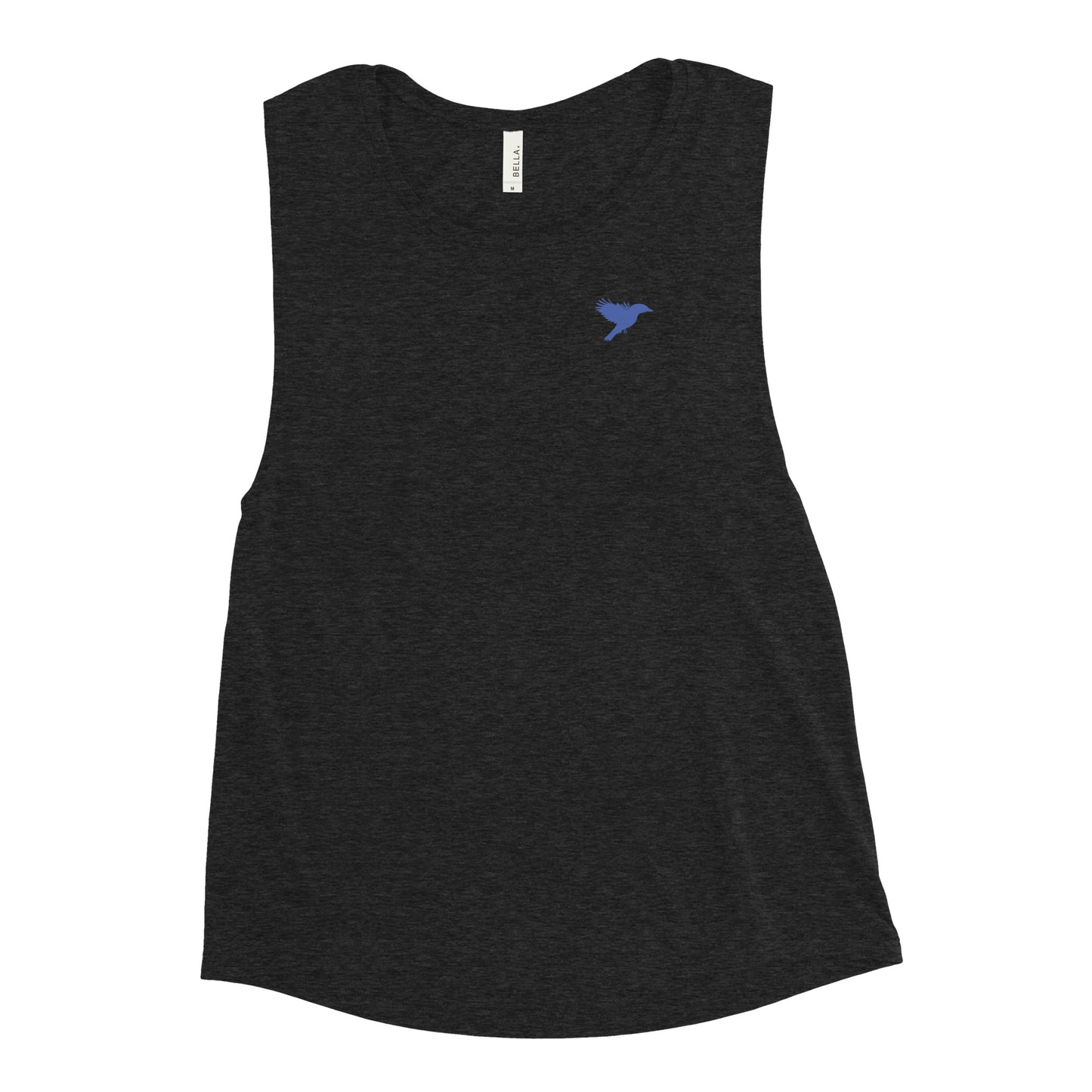 Womens Muscle Tank - Black with blue kookaburra logo