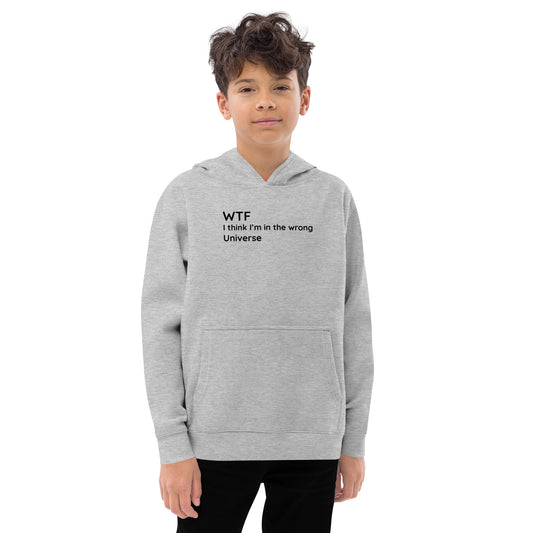 Wrong Universe - Black Text - Youth fleece hoodie