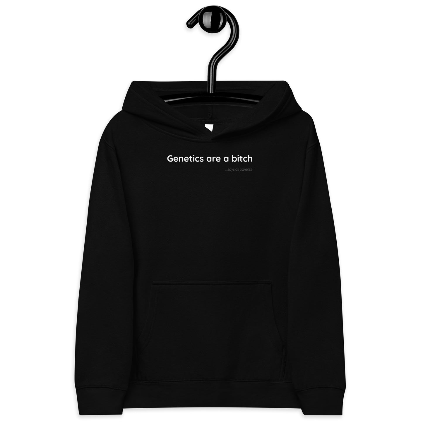 Genetics are a bitch - White Text - Youth fleece hoodie