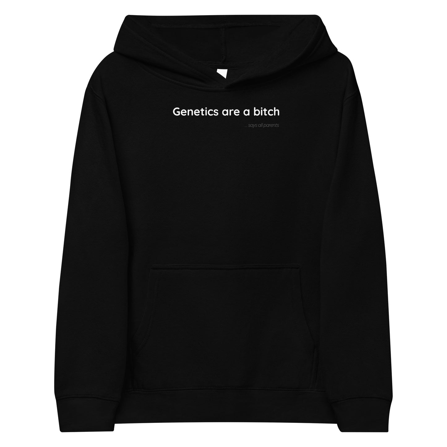 Genetics are a bitch - White Text - Youth fleece hoodie