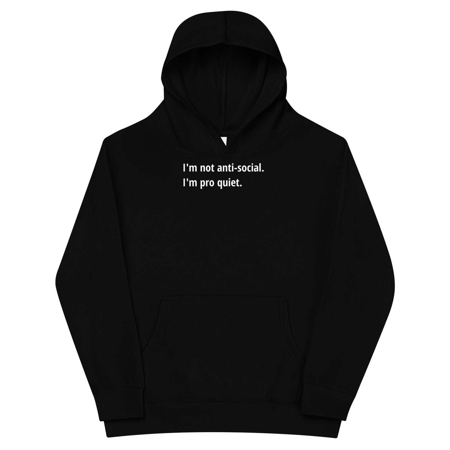 Pro Quiet - White Text - Youth fleece hoodie