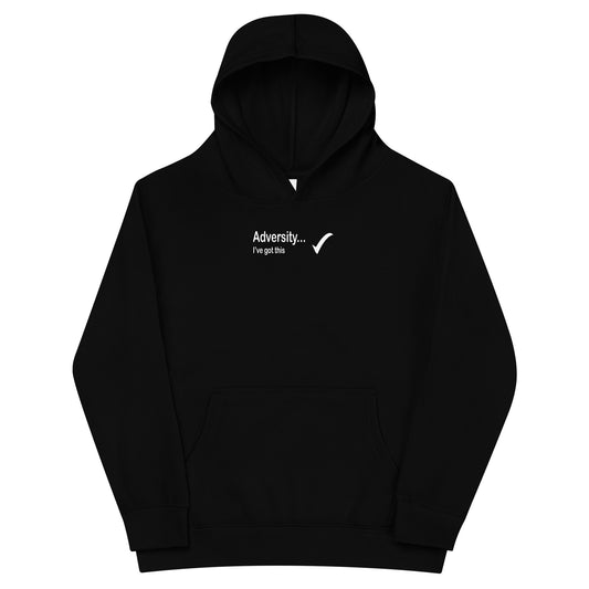 Adversity I've got this - White Text - Youth fleece hoodie