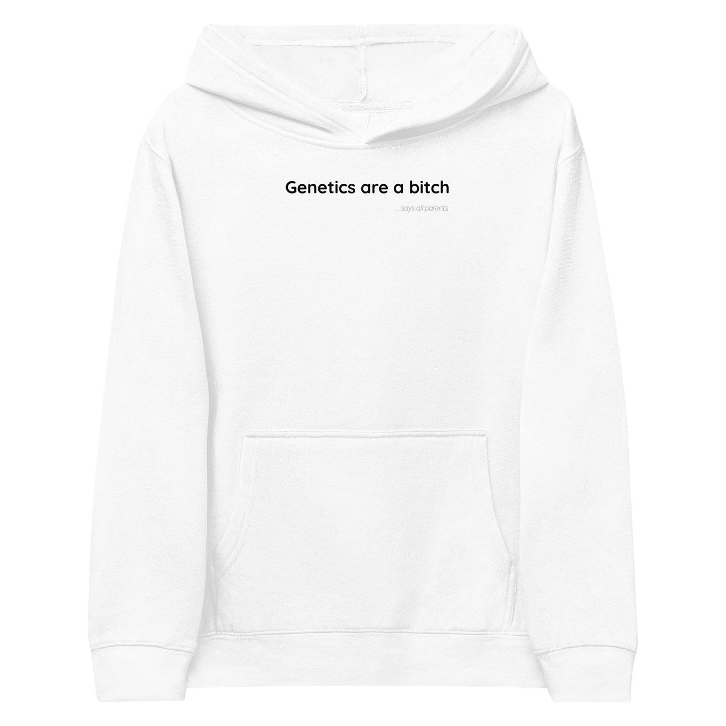 Genetics are a bitch - Black Text - Youth fleece hoodie