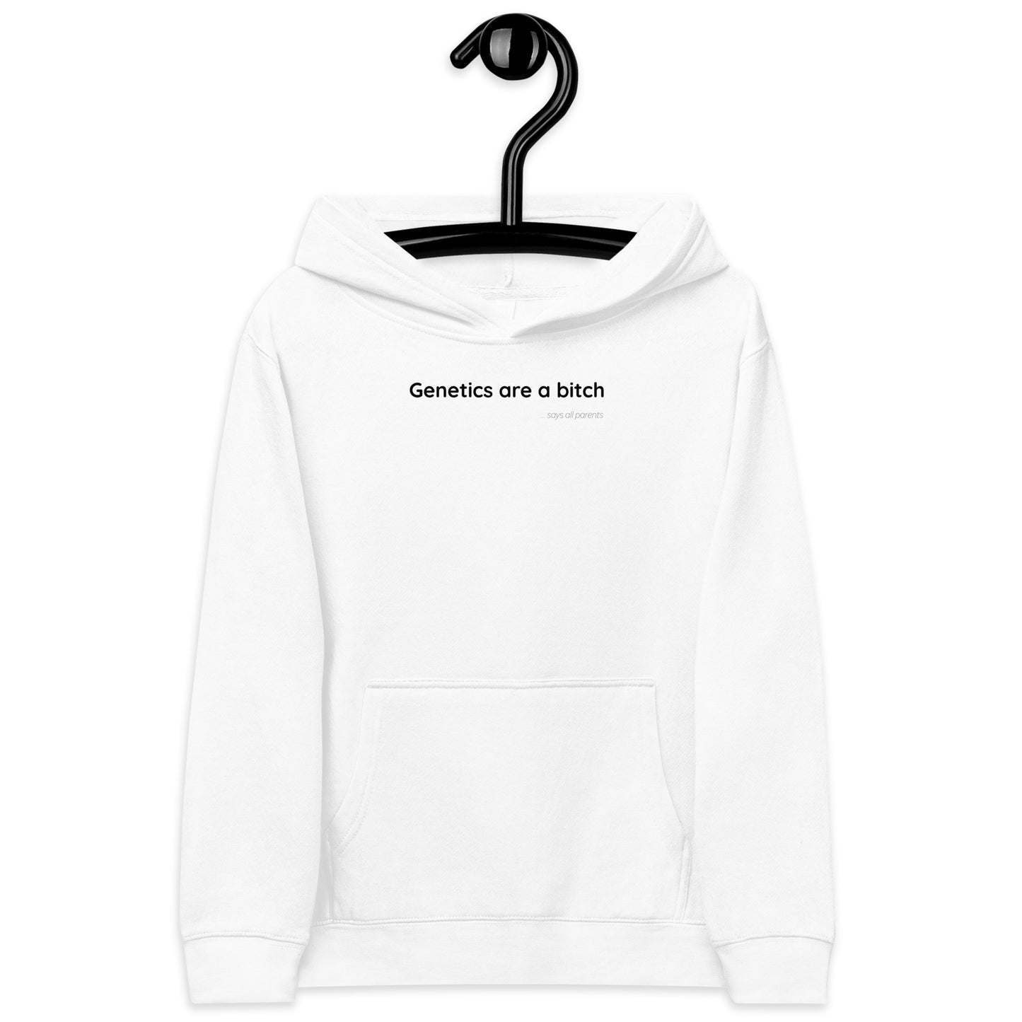 Genetics are a bitch - Black Text - Youth fleece hoodie