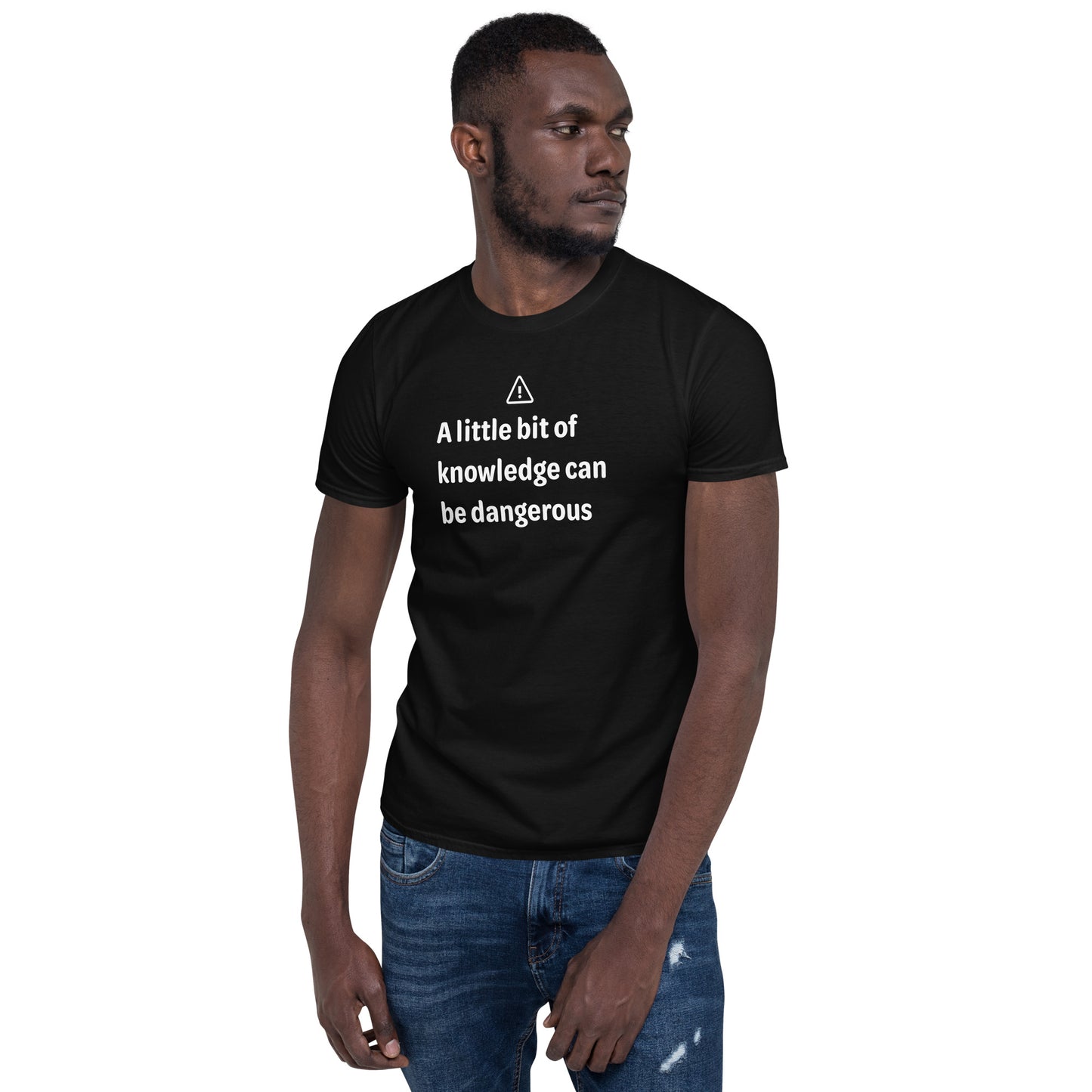 Dangerous level of knowledge - White Text - Mens T-Shirt