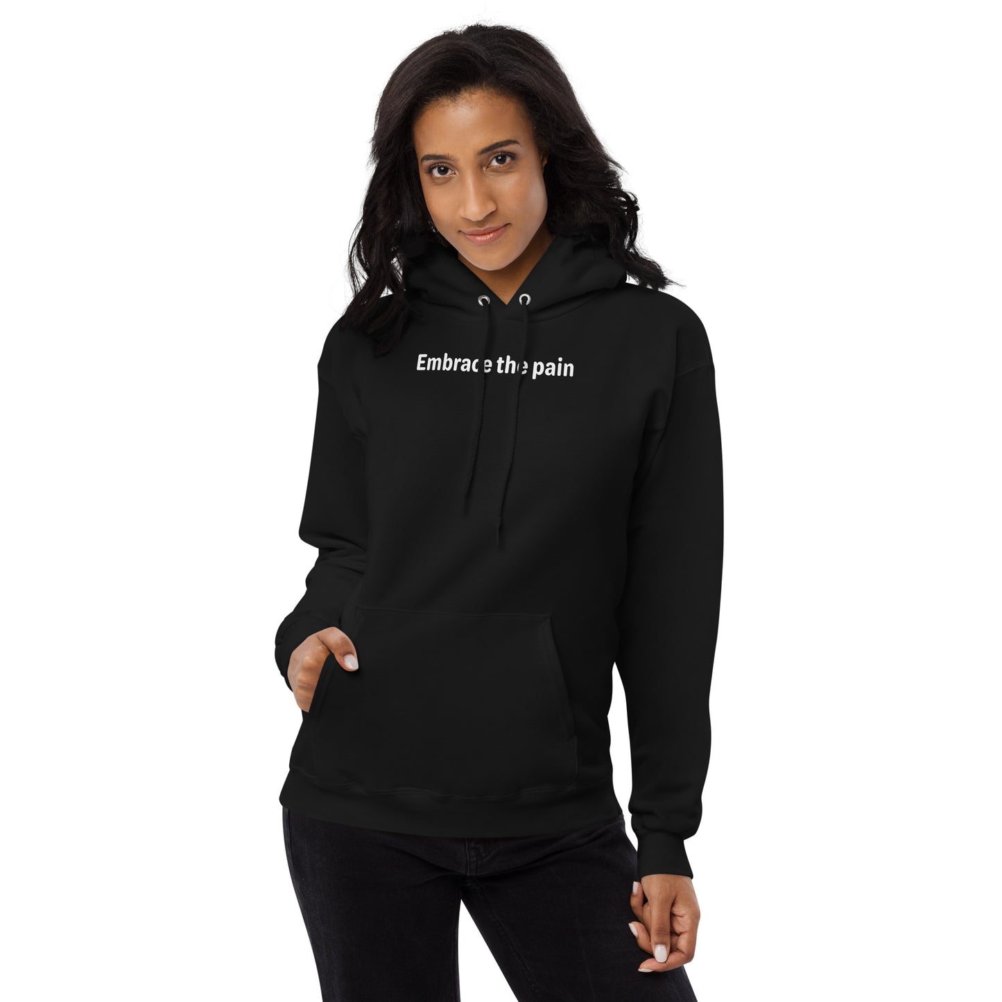 Embrace the pain - White Text - Womens fleece hoodie