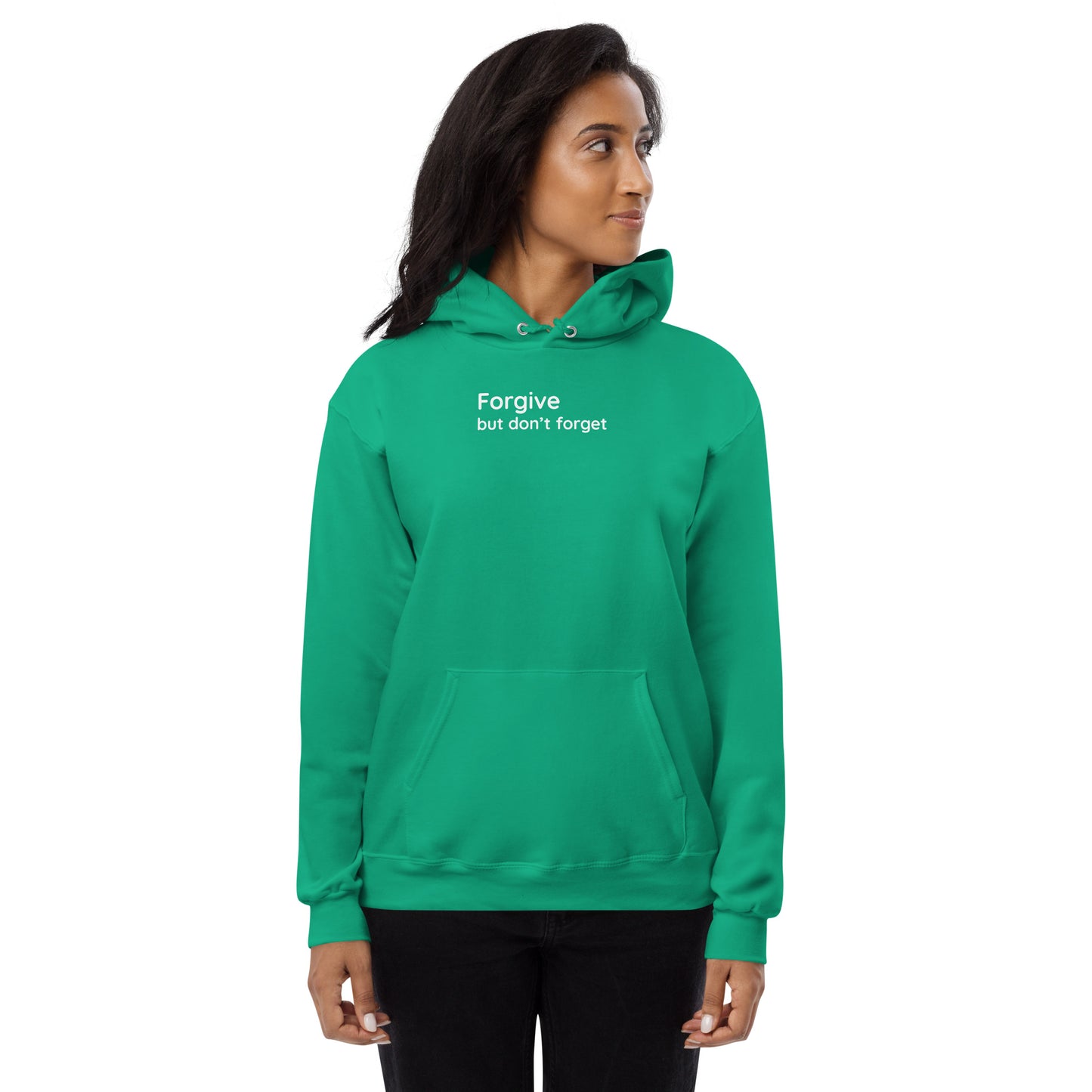 Forgive but don't forget - White Text - Womens fleece hoodie