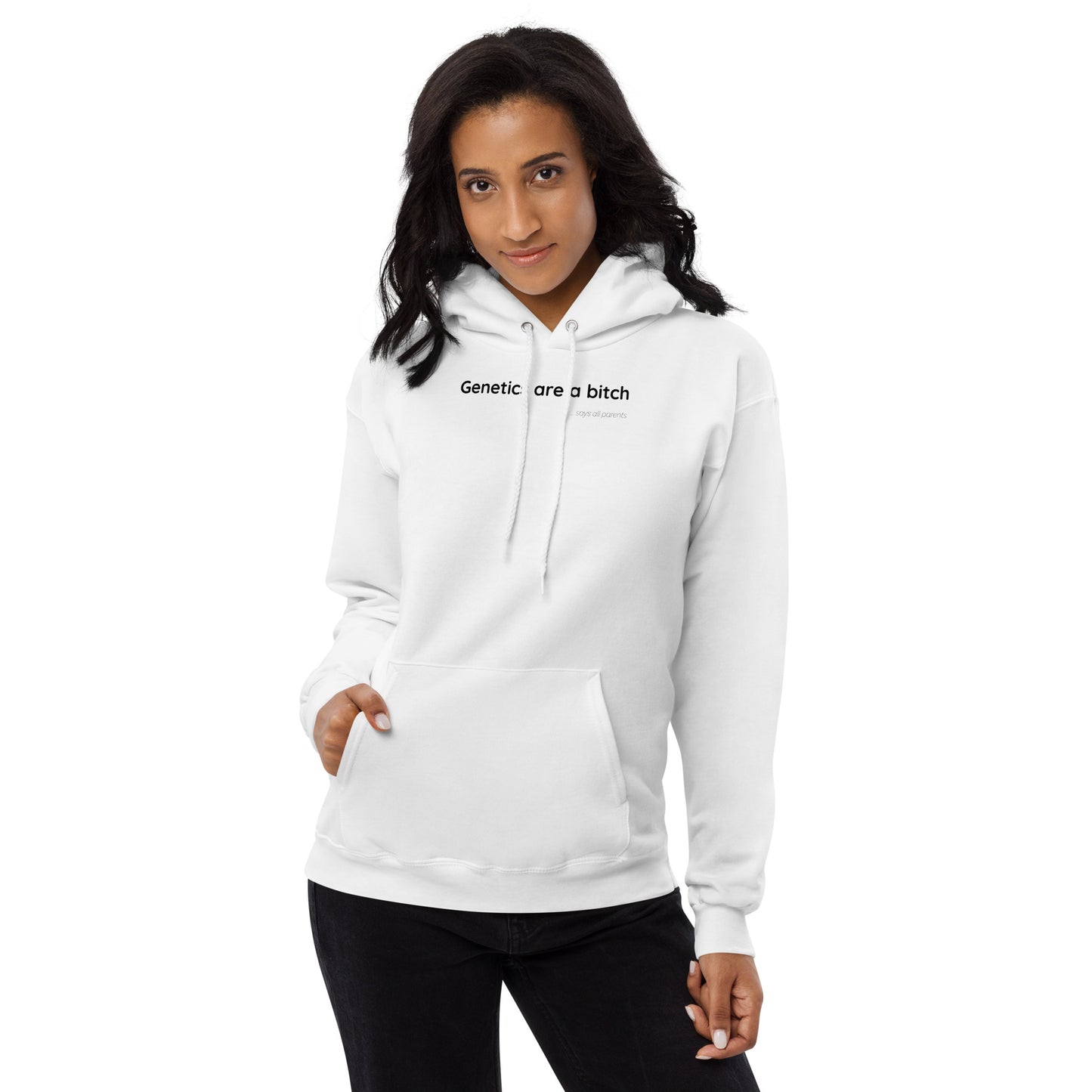 Genetics are a bitch - Black Text - Womens fleece hoodie