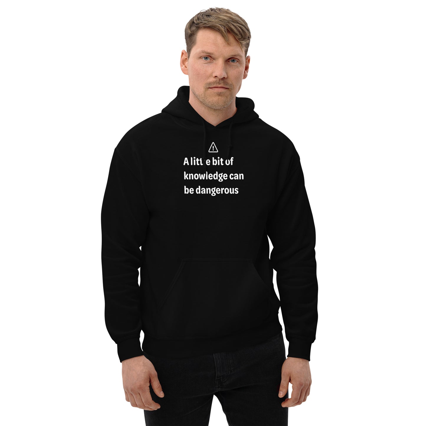 Dangerous level of knowledge - White Text - Mens Hoodie