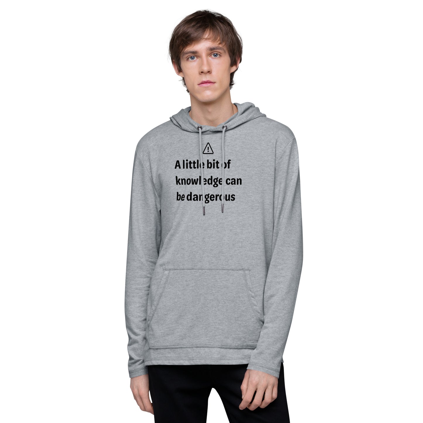 Dangerous level of knowledge - Black Text - Mens Lightweight Hoodie