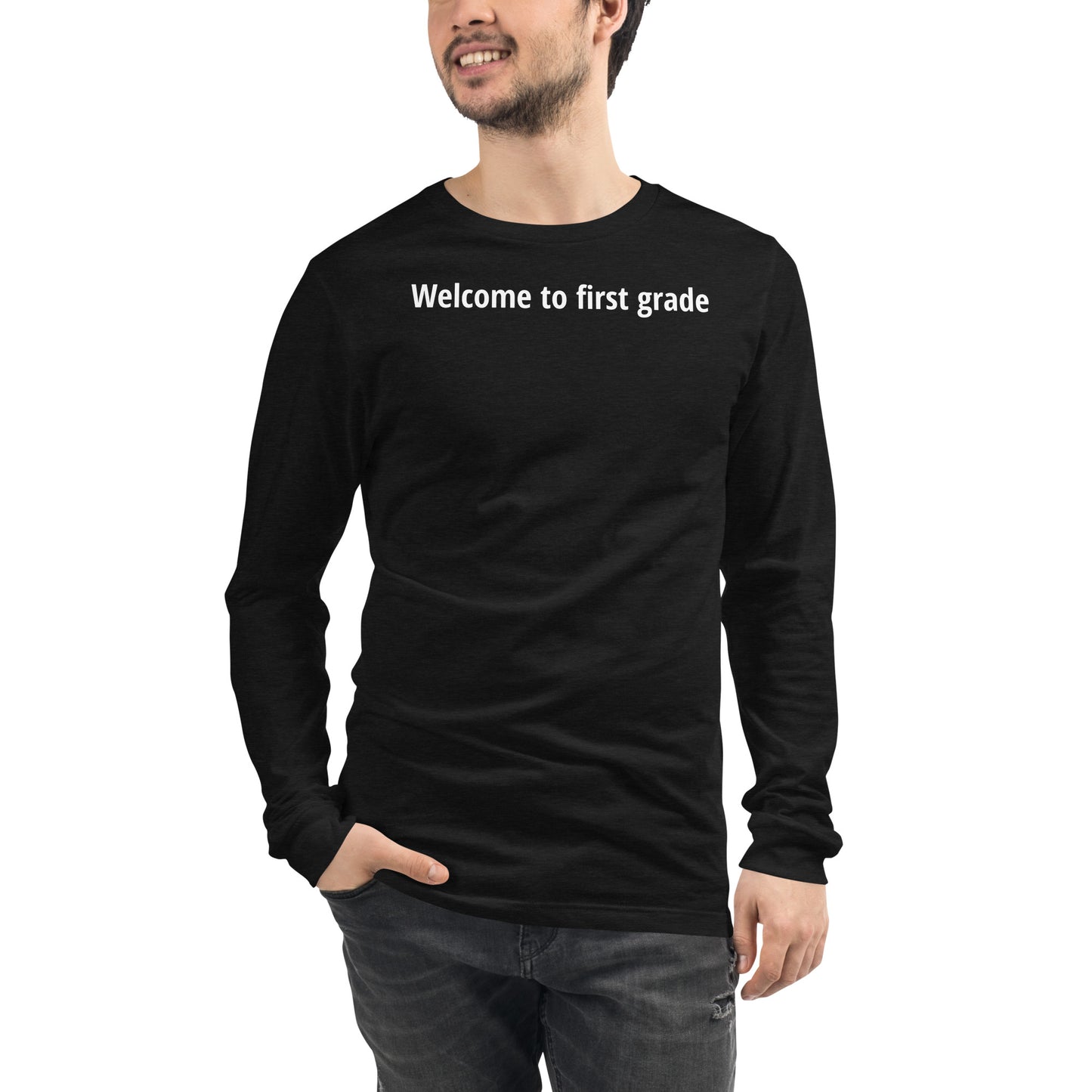 Welcome to first grade - White Text - Mens Long Sleeve Tee