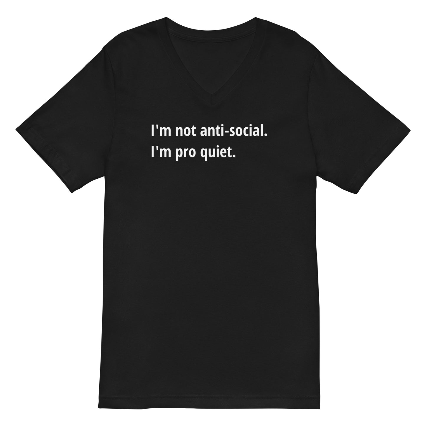 Pro Quiet - White Text - Womens V-Neck T-Shirt