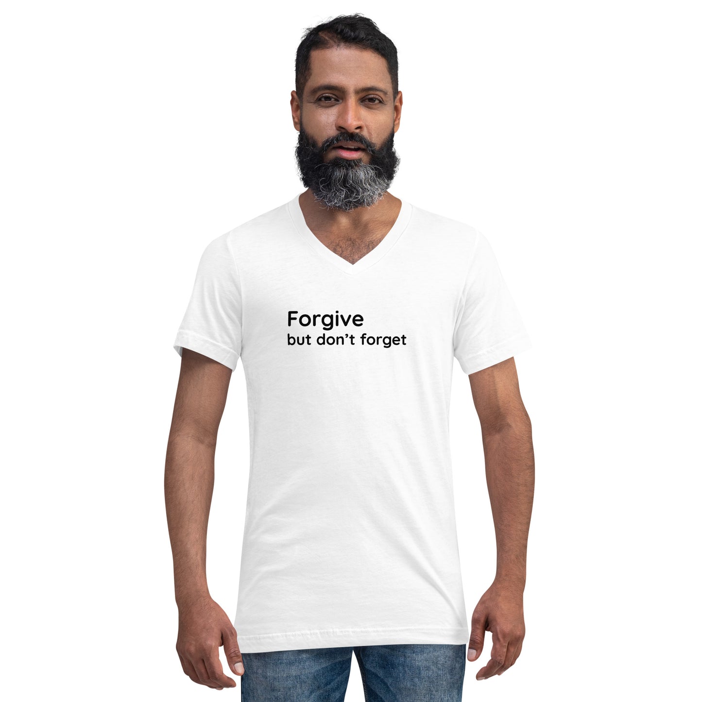 Forgive but don't forget - Black Text - Mens V-Neck T-Shirt