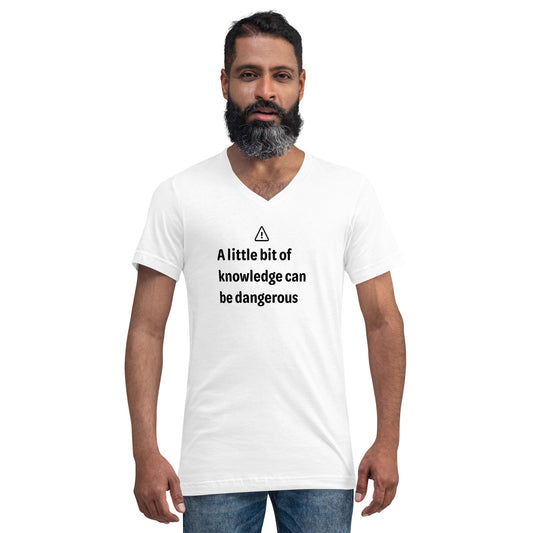 Dangerous level of knowledge - Black Text - Mens V-Neck T-Shirt