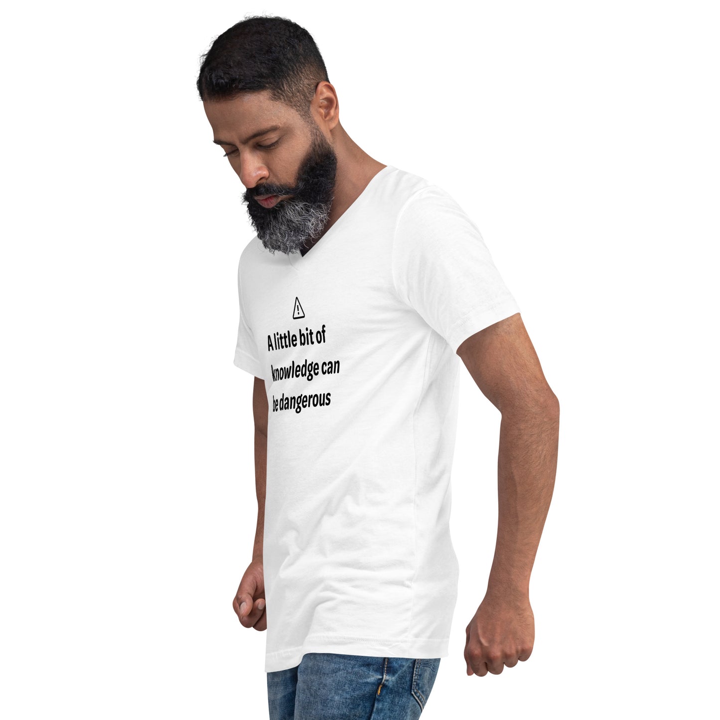 Dangerous level of knowledge - Black Text - Mens V-Neck T-Shirt