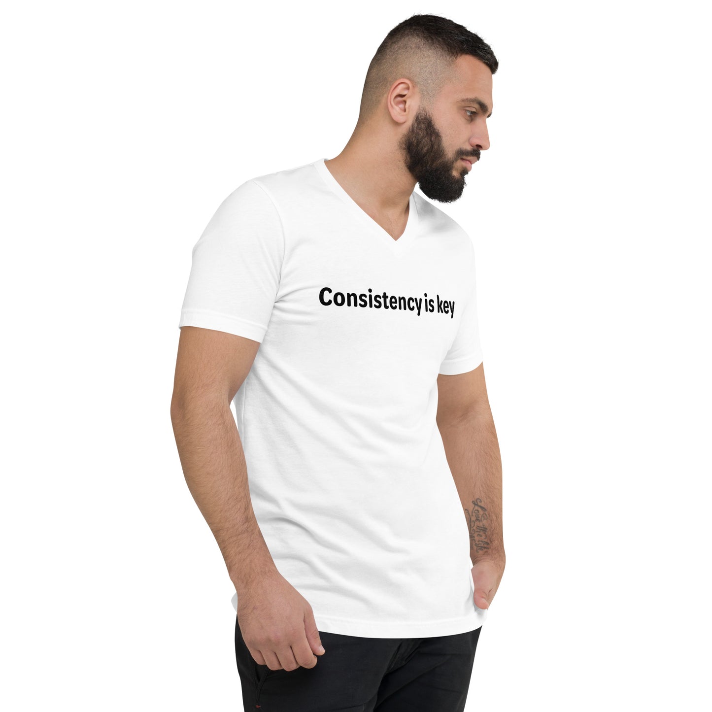 Consistency is key - Black text - Mens V-Neck T-Shirt