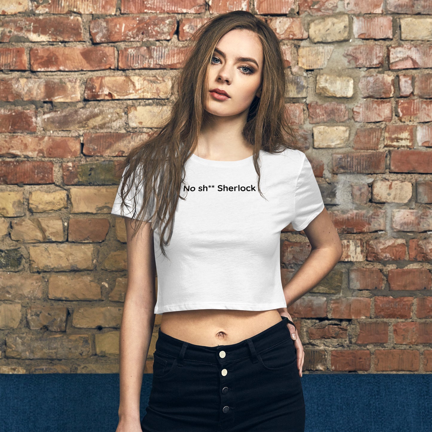 No sh** Sherlock - Black Text - Womens Crop Tee