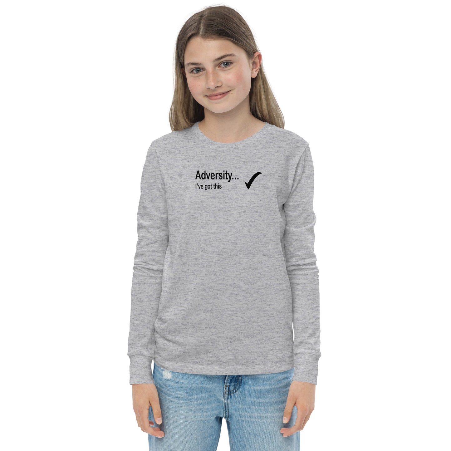 Adversity I've got this - Black Text -  Youth long sleeve tee