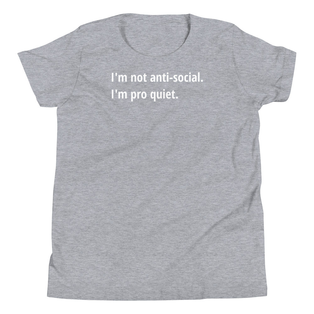 Pro Quiet - White Text - Youth Short Sleeve T-Shirt