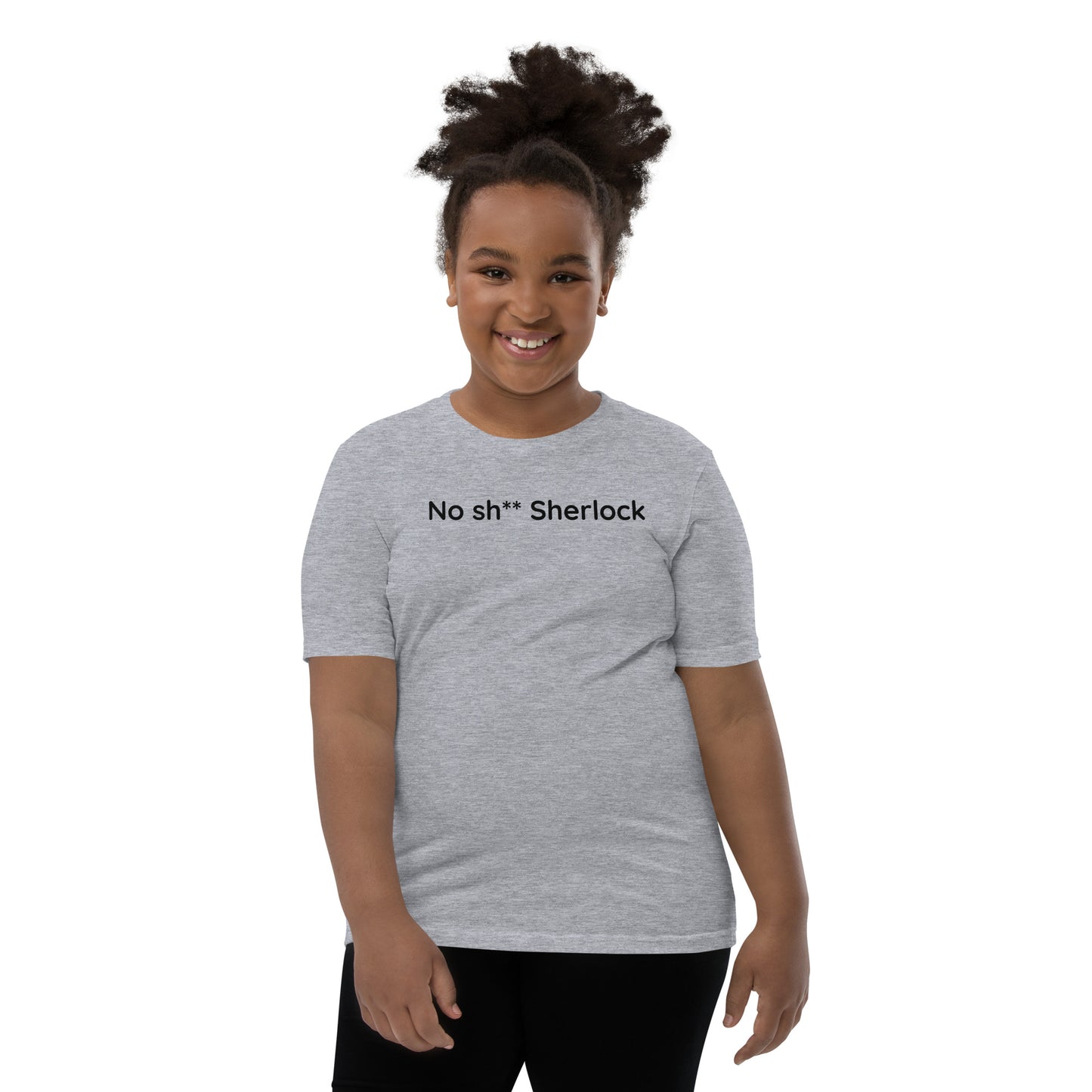 No sh** Sherlock - Black Text - Youth Short Sleeve T-Shirt