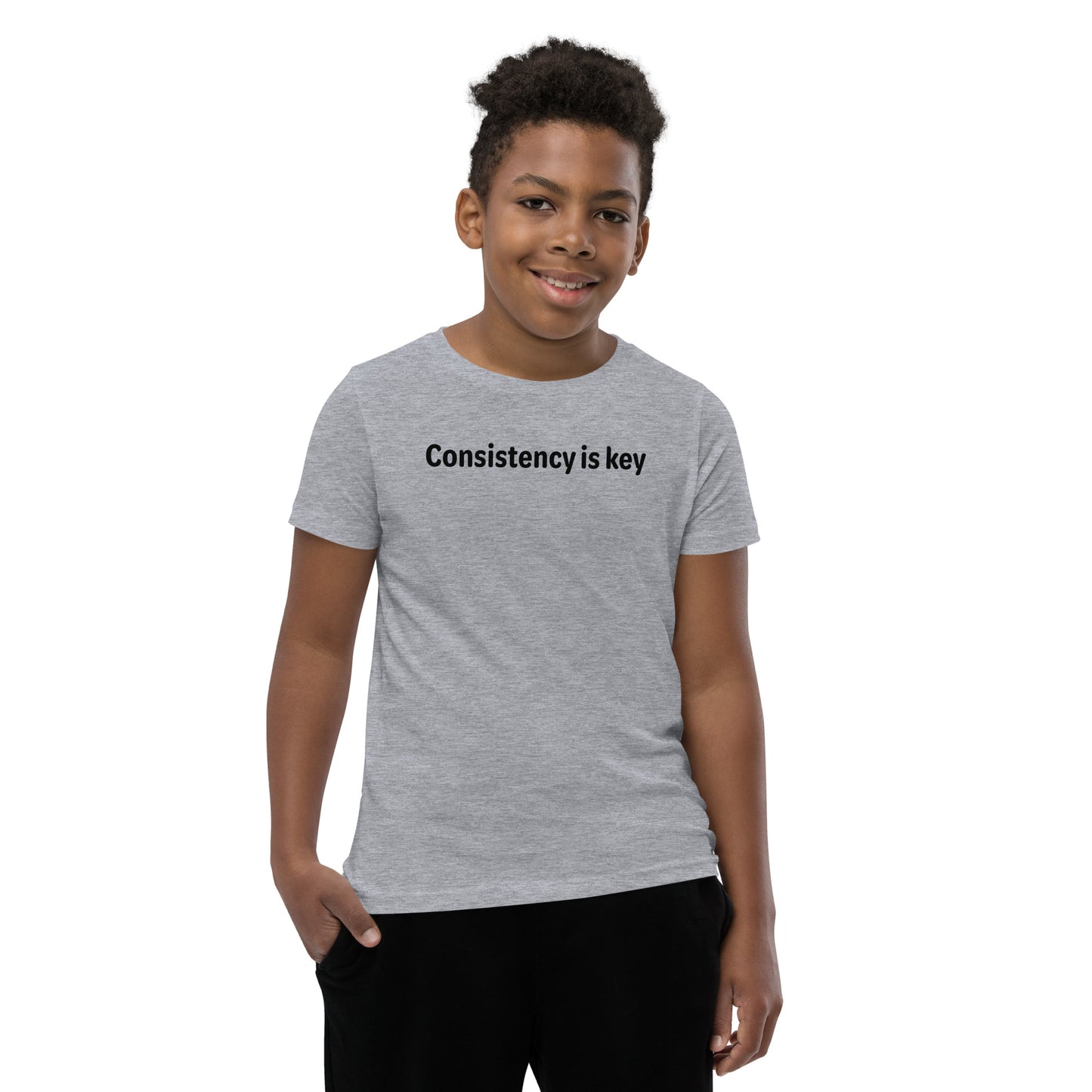 Consistency is key - Black text - Youth Short Sleeve T-Shirt