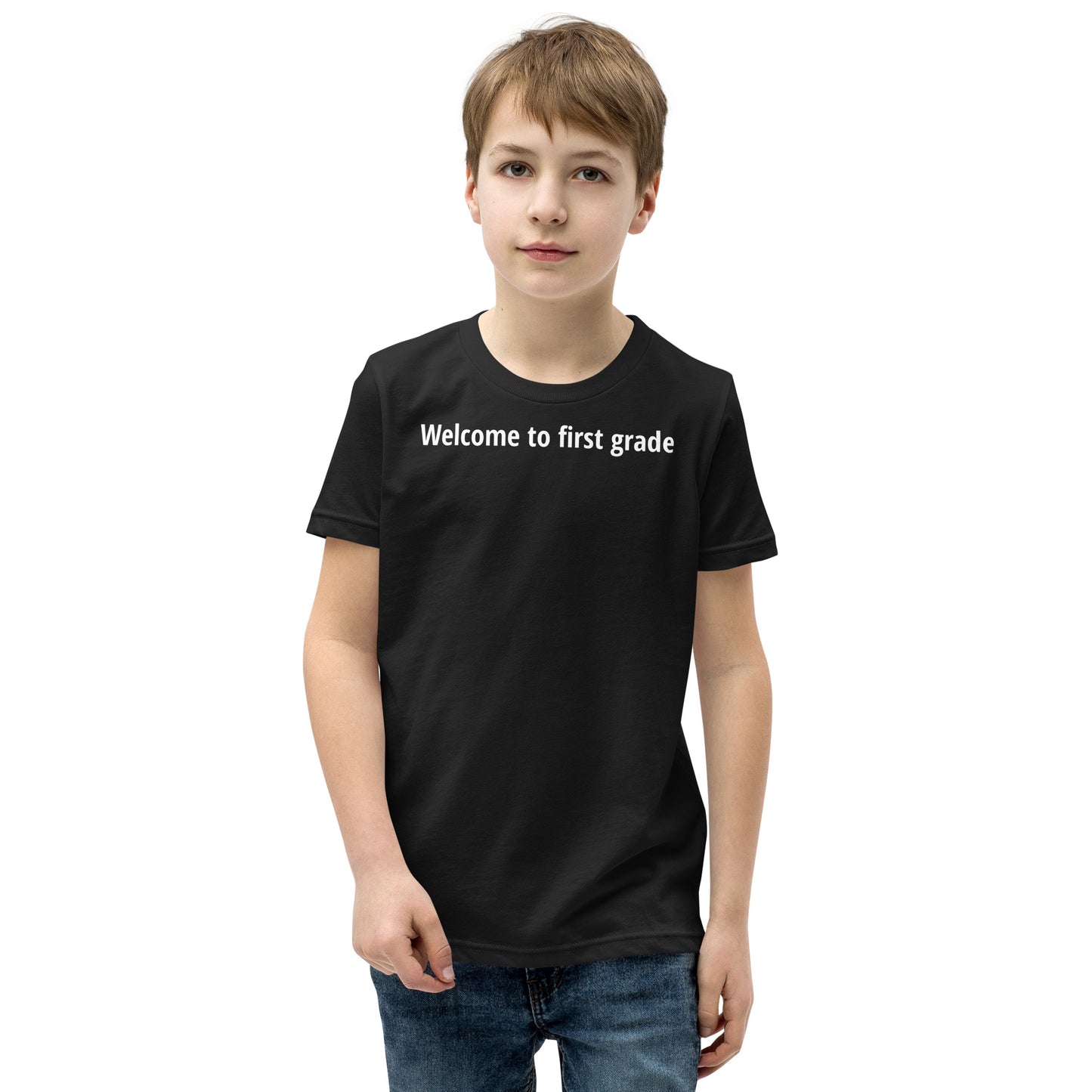 Welcome to first grade - White Text - Youth Short Sleeve T-Shirt