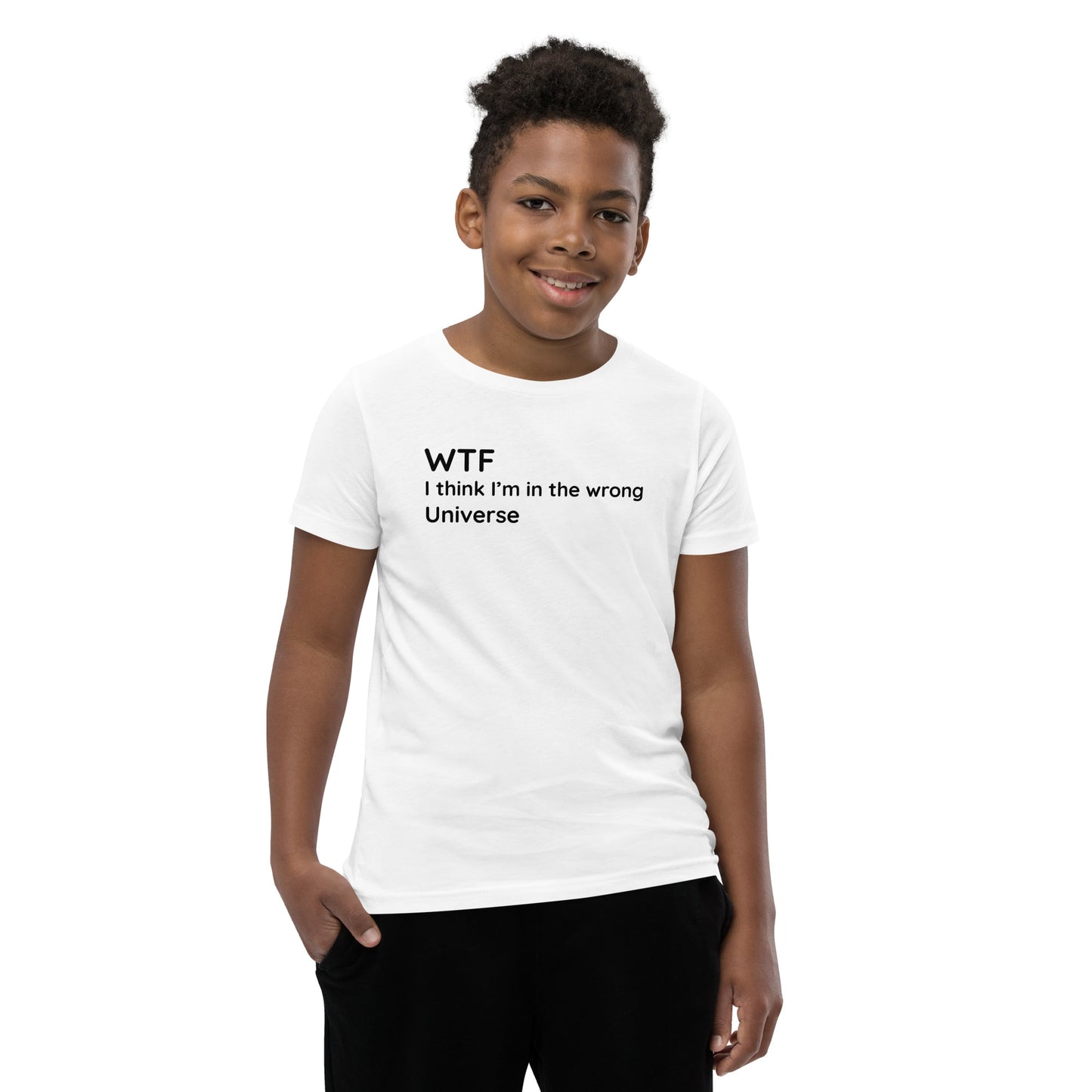 Wrong Universe - Black Text - Youth Short Sleeve T-Shirt